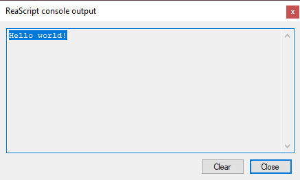 Reaper Hello World Message