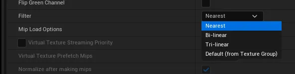 The texture scaling menu