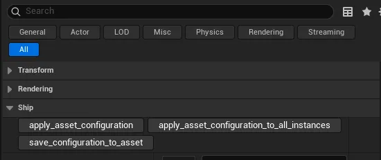A UFunction button in an actor's details panel